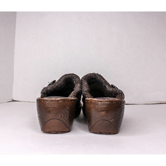 Bjorndal Madge Clog Mules Brown Leather Knit Fabric Lining Size 10 - Picture 4 of 6